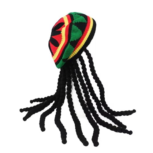 YAOGUI Dreadlocks Zopf-Perückenhut für Erwachsene, gestrickter Reggae-Hut ohne Krempe, Jamaika-Zopfhut, Maskeraden, Party, Kostüm, Fotografie YAOGUI Dreadlocks Zopf-Perückenhut für Erwachsene, gestrickter Reggae-Hut ohne Krempe, Jamaika-Zopfhut, Maskeraden, Party, Kostüm, Fotografie von YAOGUI