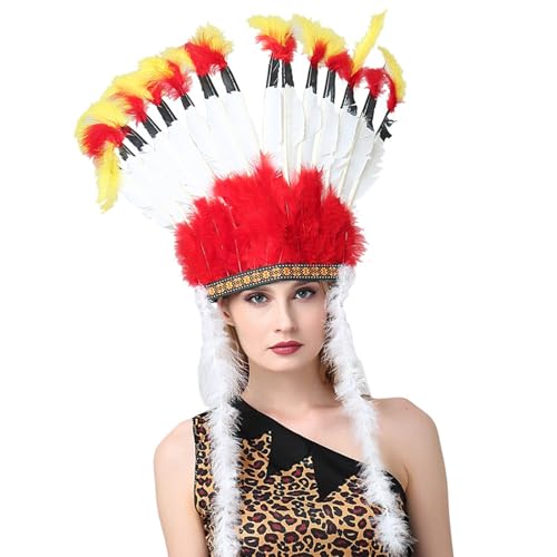YAOGUI Indianer-Kostüm, Haarreif für Karneval, Festival, Requisiten, gefiedertes Haarband, indischer Haarreif für Bühnenauftritte YAOGUI Indianer-Kostüm, Haarreif für Karneval, Festival, Requisiten, gefiedertes Haarband, indischer Haarreif für Bühnenauftritte von YAOGUI