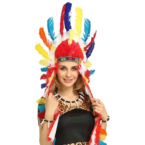 YAOGUI Indianer-Kostüm, Haarreif für Karneval, Festival, Requisiten, gefiedertes Haarband, indischer Haarreif für Bühnenauftritte YAOGUI Indianer-Kostüm, Haarreif für Karneval, Festival, Requisiten, gefiedertes Haarband, indischer Haarreif für Bühnenauftritte von YAOGUI