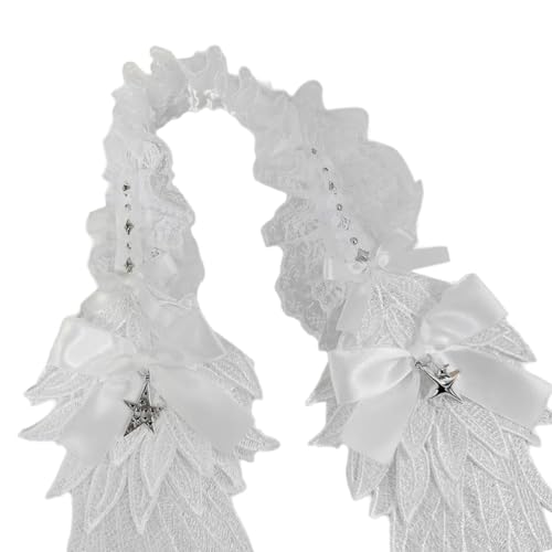 YAOGUI Punk Angelic Geflügeltes Haarband Cosplay Kopfschmuck Rüschen Spitze Stirnband für Maskeraden und Halloween Party Fotografie Tragen YAOGUI Punk Angelic Geflügeltes Haarband Cosplay Kopfschmuck Rüschen Spitze Stirnband für Maskeraden und Halloween Party Fotografie Tragen von YAOGUI