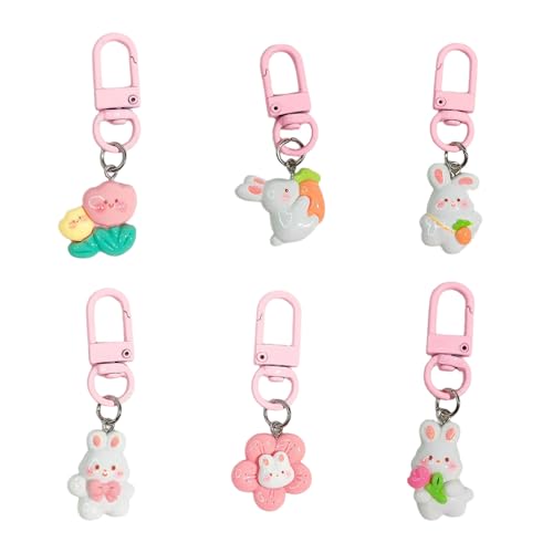 YAOGUI Schöner Tier-Schlüsselanhänger, 6 Stück, dekorative Taschenanhänger zum Aufhängen für den täglichen Gebrauch, mit Blumen- und Rettichstilen YAOGUI Schöner Tier-Schlüsselanhänger, 6 Stück, dekorative Taschenanhänger zum Aufhängen für den täglichen Gebrauch, mit Blumen- und Rettichstilen von YAOGUI