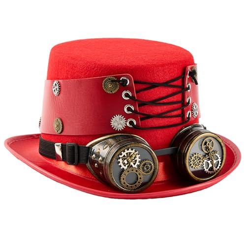 YAOGUI Viktorianischer Zylinderhut aus Wolle mit abnehmbarer Brille und Ausrüstungsdekor, für Renaissance-Themenveranstaltungen und Cosplay-Partys, Verkleidungen, Steampunk-Brille, Hut YAOGUI Viktorianischer Zylinderhut aus Wolle mit abnehmbarer Brille und Ausrüstungsdekor, für Renaissance-Themenveranstaltungen und Cosplay-Partys, Verkleidungen, Steampunk-Brille, Hut von YAOGUI