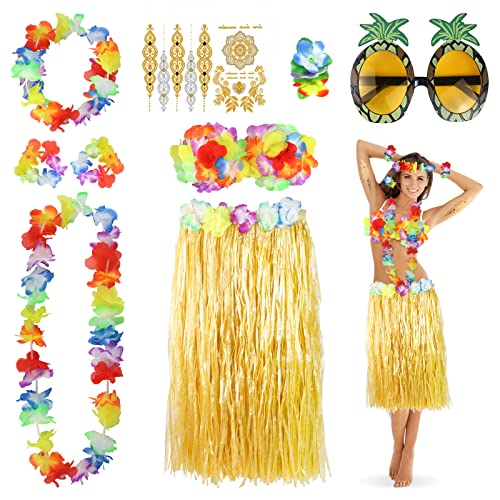 YAOYIN 9 Stück Hawaii Party Kostüme Set, Hawaii Kostüm Damen, Hula Rock Haarblume Blumenkette Ananas Sonnenbrille Blume-Armbänder Blumen-BH klebetattoos, Faschingskostüme Damen für Beachparty Deko YAOYIN 9 Stück Hawaii Party Kostüme Set, Hawaii Kostüm Damen, Hula Rock Haarblume Blumenkette Ananas Sonnenbrille Blume-Armbänder Blumen-BH klebetattoos, Faschingskostüme Damen für Beachparty Deko von YAOYIN