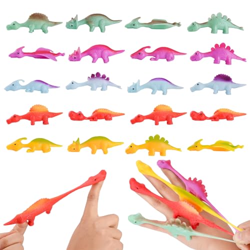 YAOZUP Finger Slingshot Toys, 20 Stück Schleuder Dinosaurier Finger Spielzeug, Finger Dinosaurier Fliegende Stretch-Dinosaurier, Dinosaurier Party Spielzeug für Kinder, Zufällige Farbe von YAOZUP