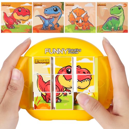 YAOZUP Spielzeug 4-in-1 Puzzle 9 Teile, Drehbares 3D Puzzle, Montessori Puzzle für Kinder, Geduldspiele Lernspielzeug Motorikspielzeug, Kinderpuzzle Steckpuzzle Geschenk für Kinder ab 2 3 4 5 6 von YAOZUP
