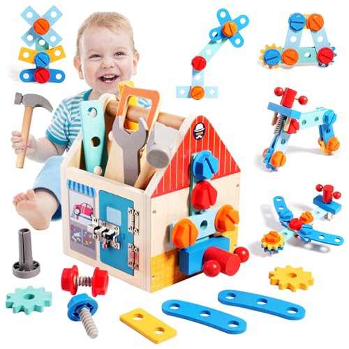 YAOZUP Werkzeug Kinder, 33 Stück Kinderwerkzeug Montessori Holzspielzeug, Werkzeugkoffer Kinder Werkbank, Lernspiele Werkzeugkasten Kinder Werkzeugkoffer Geschenk für Mädchen Junge 2 3 4 Jahre YAOZUP Werkzeug Kinder, 33 Stück Kinderwerkzeug Montessori Holzspielzeug, Werkzeugkoffer Kinder Werkbank, Lernspiele Werkzeugkasten Kinder Werkzeugkoffer Geschenk für Mädchen Junge 2 3 4 Jahre von YAOZUP
