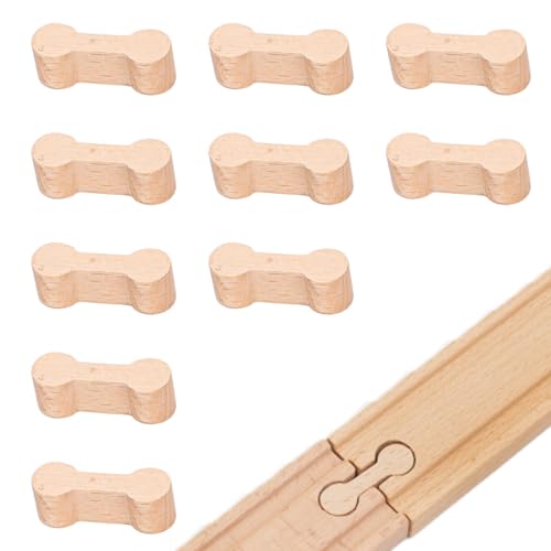 YAPKOLV 10 Stück Holzschienen Adapter Verbinder, Universal Holzschiene, Wiederverwendbare, Robustheit Gleisanschlussadapter aus Holz, für Spielzeugeisenbahnen Geburtstagsfeier von YAPKOLV