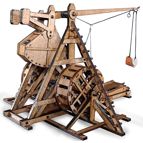 YAQUMW Das Gegengewicht Trebuchet mit europäischen mittelalterlichen Belagerungswaffen auf Rädern Holzpuzzles Geschenk DIY Retro 3D-Modellbausätze von YAQUMW