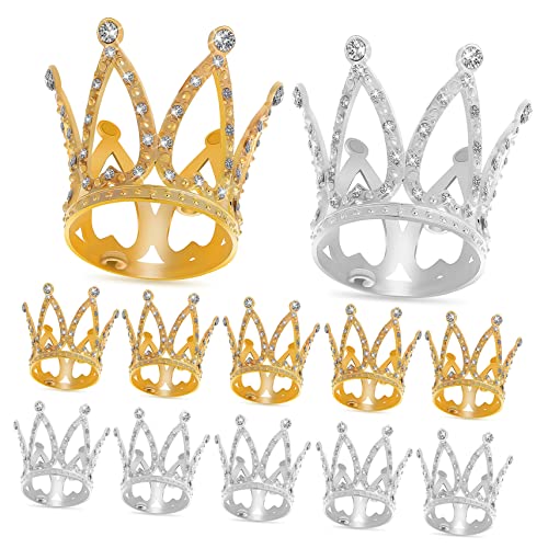 YARNOW 12 Stück Kleiner Kronen für Partys Glitzer Strass Tortenaufsätze Kuchendekorationen für Geburtstagsfeiern Kleine Prinzessinnen Kronen Cupcake Topper von YARNOW
