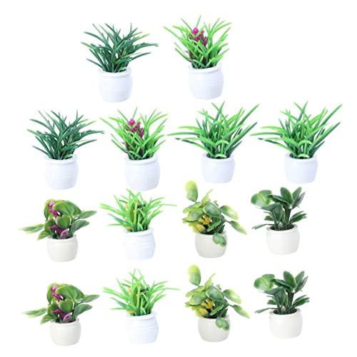 14 Stück Teiliges Mini Kunstpflanzen Bonsai im Topf Realistische Dekoration für Puppenhaus und Garten Hohe Pflanzen Zubehör für DIY Projekte und Wohnraumgestaltung von YARNOW