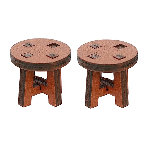2 Stück Holzstuhl Rund für DIY Szenenprops Kreative Heimdekoration Entzückende Holzstühle für Häuser und Sammlerobjekte von YARNOW