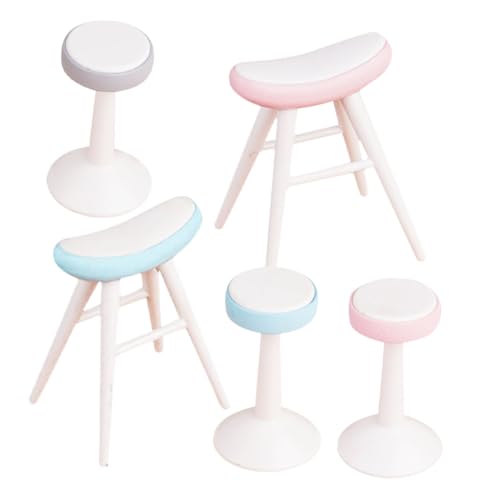 5 Stücke PVC Puppenhaus Hocker Miniatur Bar Zähler Stuhl Puppenhaus Möbel Modell Foto Requisiten Kinder Pretend Spielen Spielzeug von YARNOW