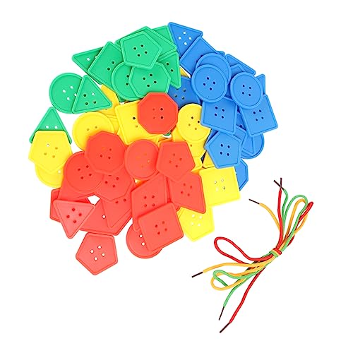 YARNOW 1 Packung Teiliges Fädelbausteine Geometrische Knopfbauten Design mit Schnüren Fördert Hand Augen Koordination und Kreativität für Eltern Interaktion von YARNOW