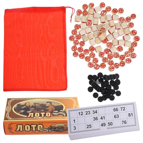 YARNOW 1 Satz Bingo Spielset aus Holz mit Doppelten Zahlenkarten und Spielfiguren für Familienfeiern Geburtstagsfeiern und Besondere Anlässe Fördert Konzentration und Logisches von YARNOW