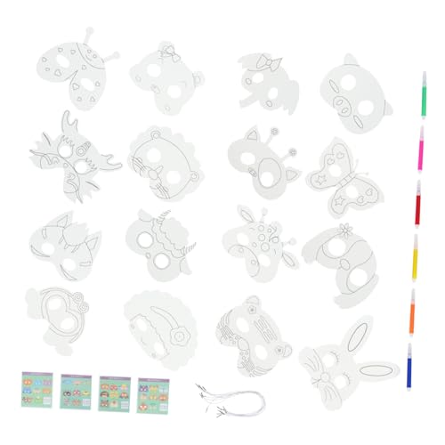 YARNOW 1 Satz DIY Tiermasken für Blanko Graffiti Masken zum Bemalen für Halloween Karneval Sicher Kreativ für und Rollenspiele von YARNOW