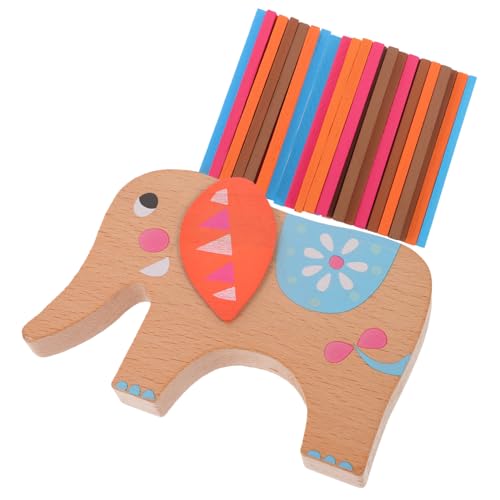 YARNOW 1 Satz Elefant Balancespielzeug aus Holz mit Bunten Bausteinen für Fördert Motorische Fähigkeiten und Kreativität Lernspielzeug für Frühkindliche Entwicklung von YARNOW