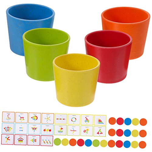 YARNOW 1 Satz Farbige Sortierbecher Pädagogisches Lernspielzeug für Kleinkinder zur Farberkennung Holzspielzeug Hand Augen Koordination und Logischem Leicht und Sicher von YARNOW