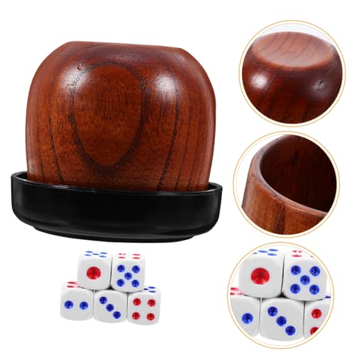 YARNOW 1 Satz Holz Würfelbecher mit Würfeln Kompakte Dice Shaking Box für Brettspiele für Spieleabende und Unterhaltungsaktivitäten mit Würfeln von YARNOW
