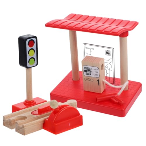 YARNOW 1 Satz Holzspielzeug mit Tankstellen Modell und Hebeblock DIY Straßenblock für Kreative Interaktives Lernspielzeug Vorstellungskraft und Geschicklichkeit von YARNOW