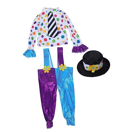 YARNOW 1 Satz Kostümset für Clownanzug mit Hose und Hut für Bühnenaufführungen Karneval Cosplay und Partys Hochwertiges Material Leicht Anzuziehen und Angenehm zu Tragen von YARNOW