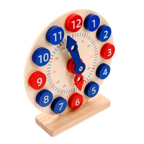 YARNOW 1 Satz Lernuhr aus Holz Zeitspielzeug für Farbenfrohes Design Zahlenverständnis für Unterricht der Grundschule Sicheres und Langlebiges Material von YARNOW