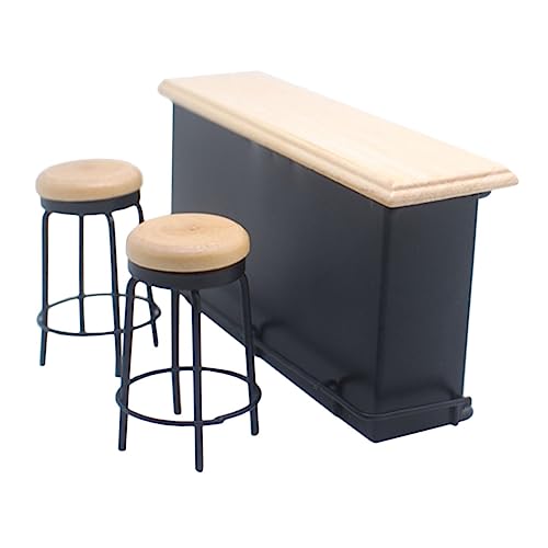YARNOW 1 Satz Mini Bar Counter Set für Puppenhäuser mit Bar und Stühlen Miniaturmöbel für Kreative Dekoration für Puppenhaus Zubehör und Fotoprops von YARNOW