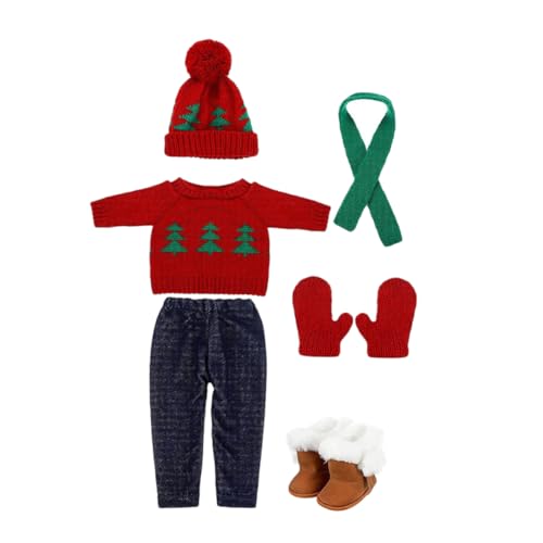 YARNOW 1 Satz Mini -Puppen -Weihnachtsanzug für Kleidung Schal Hüte Dekorationen Weihnachtspullover Weihnachtspuppen-Anziehoutfit Puppenkostüm Puppen verkleiden Sich Baumwolle von YARNOW