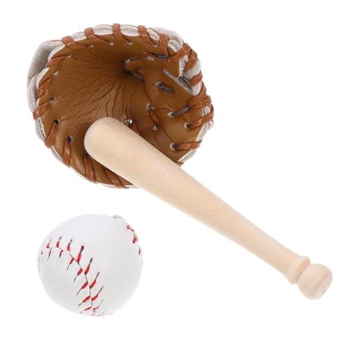 YARNOW 1 Satz Miniatur Baseball Set Teiliges Puppenhaus Zubehör mit Schläger Handschuh und Ball für Sport Szenen und Kreative Spielanwendungen Hochwertige Verarbeitung von YARNOW