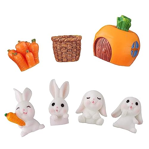 YARNOW 1 Satz Miniatur Hasen Figuren Set Teiliges Bunny Dekorationsset für Kuchen Wohnaccessoires und Auto Süße Kreative Figuren für Partys und Kinderzimmergestaltung von YARNOW