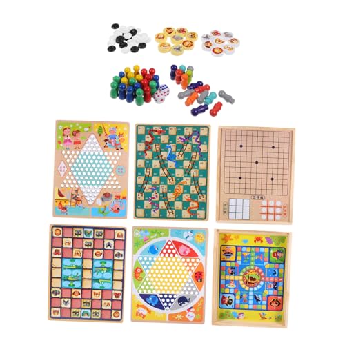 YARNOW 1 Satz Multifunktionales Schachspiel für Interaktives Brettspiel aus Holz und Fördert und Konzentration Sicher mit Abgerundeten Ecken für Drinnen von YARNOW