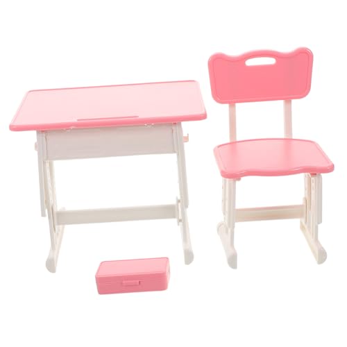 YARNOW 1 Satz Pinker Tisch und Bleistiftbox für Puppenhaus Realistische Schulmöbel für Fantasievolles für Kreatives Lernen und Eltern Junge Mädchen Bindung von YARNOW