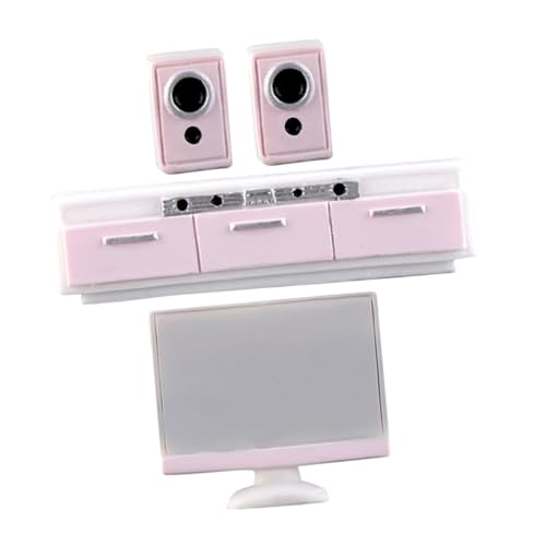 YARNOW 1 Satz Puppenhaus Tv Schrank Set Teiliges Zubehör für Puppenhaus Wohnzimmer Tv Lautsprecher und Schrank für Mini Dekoration und Rollenspiele von YARNOW