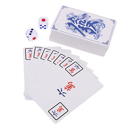 YARNOW 1 Satz Reise Mahjong Kartenspiel Chinesische Mahjong Karten mit Zubehör für Familienfeiern und Spieleabende Langlebiges Material Einfach zu Reinigen Warten von YARNOW
