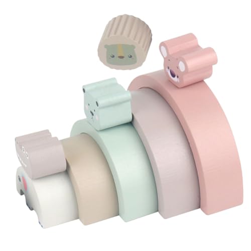 YARNOW 1 Satz Stackable Holzspielzeug für Interaktives Lernspielzeug mit Farben und Formen Fördert Kreativität und Kommunikation für Geburtstage und Feiertage von YARNOW