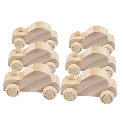 YARNOW 1 Satz Teiliges DIY Holzspielzeugautos Unbemalte Kinderfahrzeuge Zur Kreativen Gestaltung Fördert Die Motorischen Fähigkeiten Und Bietet Spielspaß Für Kleine Künstler 6 Stück von YARNOW