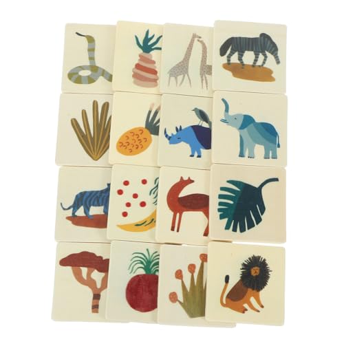 YARNOW Holz Tierspielkarten Satz für Kinder Montessori Lernspielzeug Pädagogisches Kartenspiel Kognitive Entwicklung Interaktives Familienspiel von YARNOW