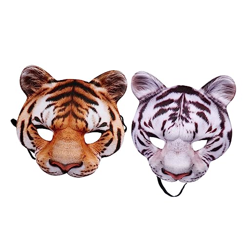 YARNOW 1 Satz Tiger Maske Halloween Kostüm Karneval Weiße und Gelbe Tiermaske für Cosplay Sicher Geruchlos für Männer und Frauen Beeindruckendes Design für Partys von YARNOW