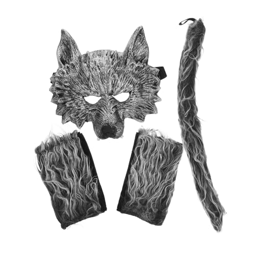YARNOW 1 Satz Wolf Mask für Cosplay Teiliges Kostüm mit Maske Handschuhen und Tierkostüm für Halloween und Rollenspiele Auffälliges Design und Komfortable Materialien von YARNOW
