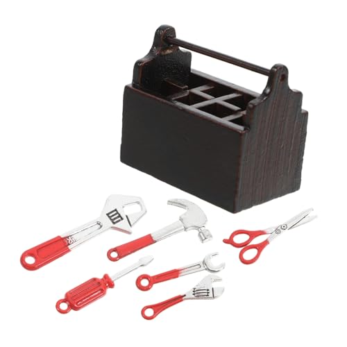 YARNOW 1 Satz kleine Werkzeugkiste Miniatur reparierter Bausatz Kleiner Werkzeugkasten für Minihaus Mini-Toolkit Werkzeugset für Zuhause Mini-Hausreparaturwerkzeuge Holz von YARNOW