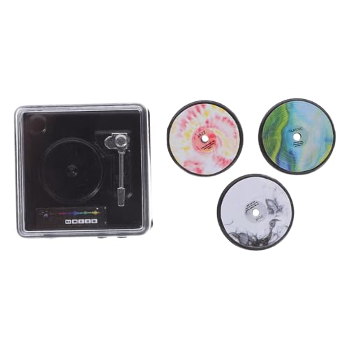 YARNOW 1 Set Miniatur-CD-Player für Puppenhäuser: Kleiner Plattenspieler mit Schallplatten zur Bereicherung der Szene – Mini-Hausmöbel-Modell-Ornament von YARNOW