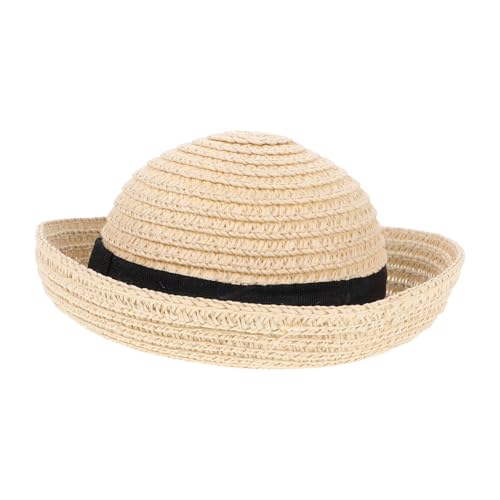 YARNOW 1 Stück Puppe Winzige Natürliche Handgemachte Mini Puppen Landhut Puppenhüte Kleines Kostüm Mini Strohhüte Für Puppen Kappe Krempe Mädchen Material Niedliche Stroh Sombreros Weben von YARNOW