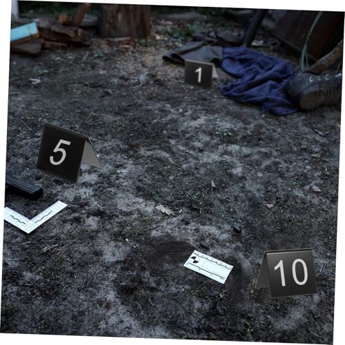 YARNOW 10 Acryl Dreieckige Nummernschilder Teilig Zahlenmarkierungen Tischaufsteller Beweismarker für Krimi Party Dekoration und Spiel von YARNOW