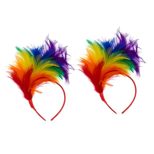 YARNOW 10 Bunte Feder Haarreifen Elastisches Kopfband Kostümaccessoire für Halloween Foto Party Damen Braut Haarschmuck Vielseitig Einsetzbar von YARNOW