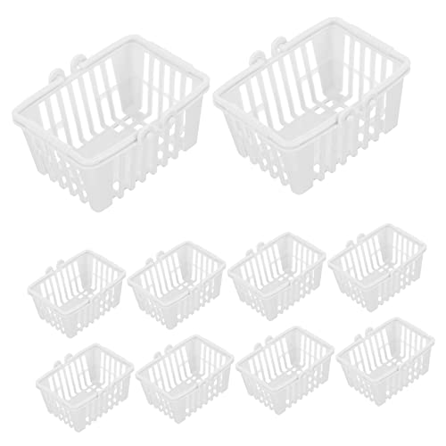 YARNOW 10 STK. Zubehör für Puppenhäuser Korb klein zarter Mini-Einkaufswagen Miniatur -Szenenzubehör Einkaufskörbe für den Einzelhandel Miniaturkörbe Mini Körbe Plastik Weiß von YARNOW