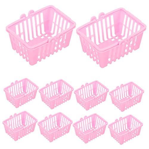 YARNOW 10 STK. Zubehör für Puppenhäuser Mini Körbe Miniatur einkaufskorb Kleinkind Mini-Einkaufskorb Kleiner Korb mit Henkel Einkaufskorb für Spielzeugkorb für Plastik Rosa von YARNOW