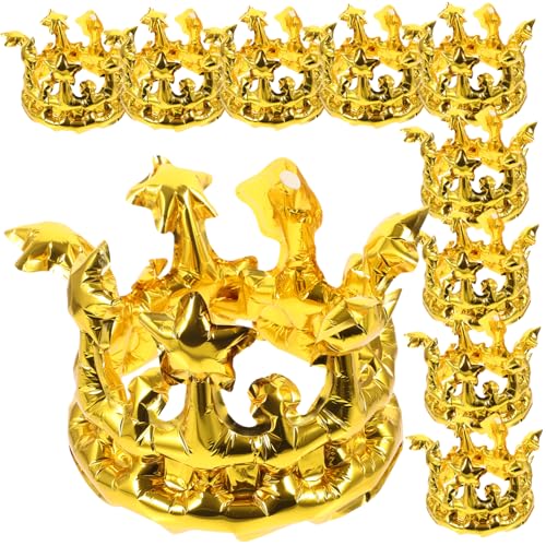YARNOW 10 Stück Aufblasbare Krone für Geburtstagsfeiern Lustiges Kostümzubehör für Mottopartys Cosplay und Fotorequisiten Gold von YARNOW