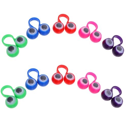 YARNOW 10 Stück Augen-Fingerpuppen Augenringe Pädagogische Fingerpuppen Kunststoff-Augäpfel Ring Wackelaugen Für Halloween-Partygeschenke Piñata-Füller Rollenspiele Für Jungen Und von YARNOW