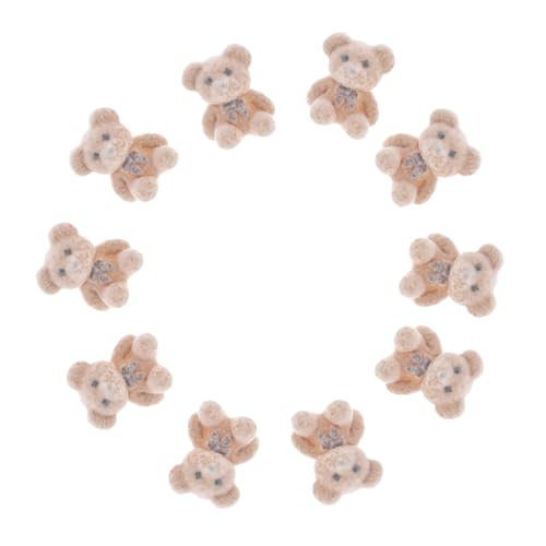 YARNOW 10 Stück Bärenpuppe klein Mini Party tragen aufdecken Dekoration künstlich Jumbo Bärenschmuck schöne Harzbärenfiguren glücksbringer Cover beflockte Bärendekore plüschtier PVC Braun von YARNOW