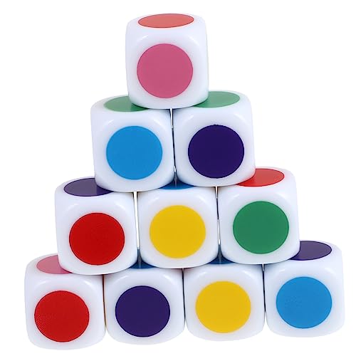 YARNOW 10 Stück Farbige Lehrwürfel Sechsseitige Acrylwürfel für Farben Lernen und Zählen im Klassenzimmer Leicht zu Reinigen und Wasserfest von YARNOW