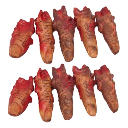 YARNOW 10 Stück Halloween Fake Finger Teiliges mit Blutigen Fingern für Gruselige Partys und Dekorationen Realistische Horrorrequisiten für Halloween und Geisterhäuser Dunkelrot YARNOW 10 Stück Halloween Fake Finger Teiliges mit Blutigen Fingern für Gruselige Partys und Dekorationen Realistische Horrorrequisiten für Halloween und Geisterhäuser Dunkelrot von YARNOW